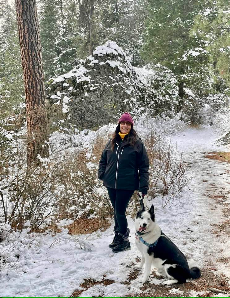 Donna walking on a snowy trail, overcoming decision fatigue and building stamina for her second act.